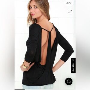 Lulu's Drop It Low Black Long Sleeve Top Size Small